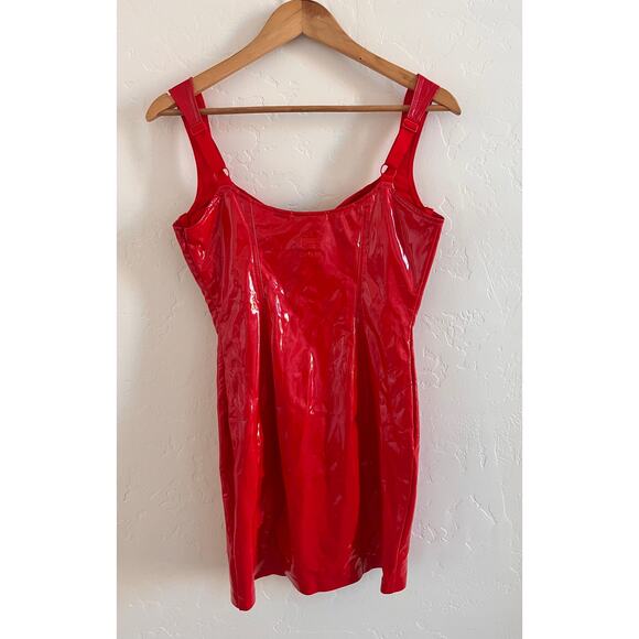 Adidas Originals X Ivy Park Latex Mini Dress Women's Size Medium Red - Picture 5 of 13